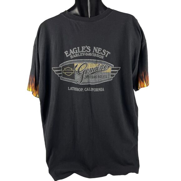 Vintage Y2K 2006 Harley-Davidson Dice Cards Flame Sleeves T-Shirt 2X California - Picture 4 of 8